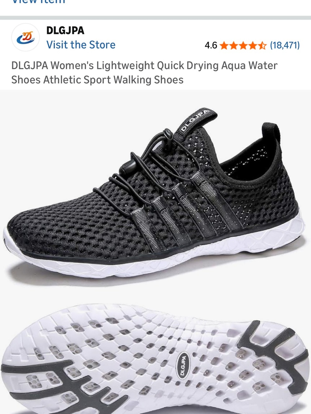 Women's Lightweight Black Athletic Water Shoes